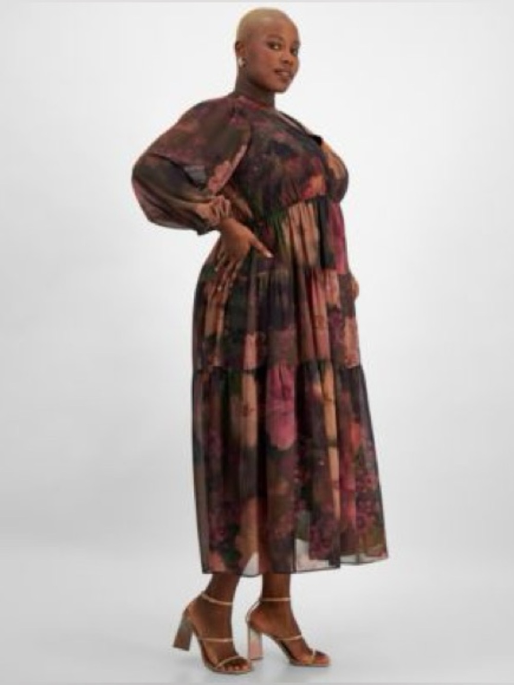 Robbie Bee V-Neck Tiered Maxi Dress